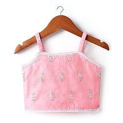 Babyhug Woven Embroidered Lehenga Choli Set With Full Sleeves Jacket - Pink