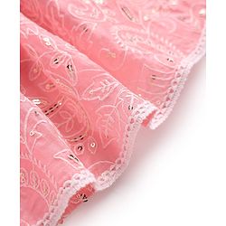 Babyhug Woven Embroidered Lehenga Choli Set With Full Sleeves Jacket - Pink
