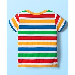 Babyhug 100% Cotton Knit Half Sleeves Front Open jhablas with Bear Print & Stripes Pack of 3 - Yellow & White