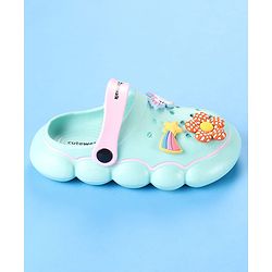 Cute Walk by Babyhug Backstrap Closure Clogs With Unicorn & Floral Applique - Light Blue.