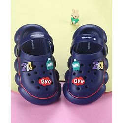 Cute Walk by Babyhug Back Strap Closure Solid Coloured Clogs With Applique - Navy Blue