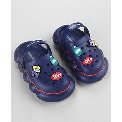 Cute Walk by Babyhug Back Strap Closure Solid Coloured Clogs With Applique - Navy Blue