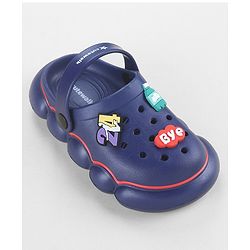 Cute Walk by Babyhug Back Strap Closure Solid Coloured Clogs With Applique - Navy Blue