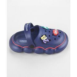 Cute Walk by Babyhug Back Strap Closure Solid Coloured Clogs With Applique - Navy Blue