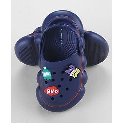 Cute Walk by Babyhug Back Strap Closure Solid Coloured Clogs With Applique - Navy Blue