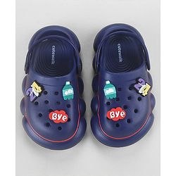 Cute Walk by Babyhug Back Strap Closure Solid Coloured Clogs With Applique - Navy Blue