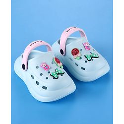 Cute Walk by Babyhug Back Strap Clogs with Bow & Bear Applique - Light Blue
