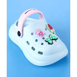 Cute Walk by Babyhug Back Strap Clogs with Bow & Bear Applique - Light Blue