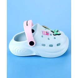 Cute Walk by Babyhug Back Strap Clogs with Bow & Bear Applique - Light Blue