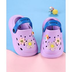 Cute Walk by Babyhug Clogs with Back Strap & Floral Applique - Purple
