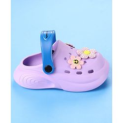 Cute Walk by Babyhug Clogs with Back Strap & Floral Applique - Purple