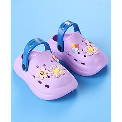 Cute Walk by Babyhug Clogs with Back Strap & Floral Applique - Purple