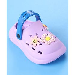 Cute Walk by Babyhug Clogs with Back Strap & Floral Applique - Purple