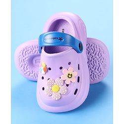 Cute Walk by Babyhug Clogs with Back Strap & Floral Applique - Purple