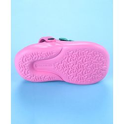 Cute Walk by Babyhug Back Strap Closure Solid Coloured Clogs With Floral Applique - Dark Pink
