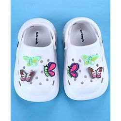 Cute Walk by Babyhug Clogs with Backstrap with Butterfly Appliques - Whiite