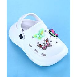 Cute Walk by Babyhug Clogs with Backstrap with Butterfly Appliques - Whiite