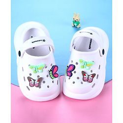 Cute Walk by Babyhug Clogs with Backstrap with Butterfly Appliques - Whiite