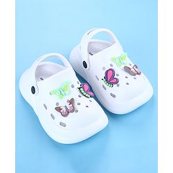 Cute Walk by Babyhug Clogs with Backstrap with Butterfly Appliques - Whiite
