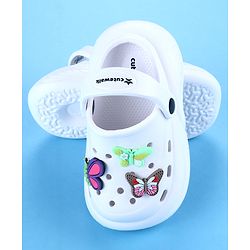 Cute Walk by Babyhug Clogs with Backstrap with Butterfly Appliques - Whiite