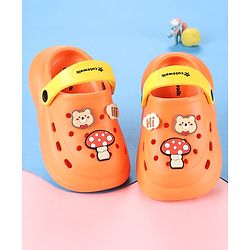 Cute Walk by Babyhug Back Strap Closure Clogs With Animal Applique - Orange