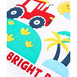 Babyhug 100% Cotton Interlock Knit Front Open Half Sleeves Vests With Stripes & Tropical Theme Print Pack Of 3 - White Red & Navy Blue