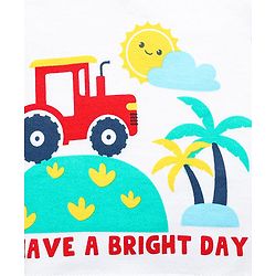 Babyhug 100% Cotton Interlock Knit Front Open Half Sleeves Vests With Stripes & Tropical Theme Print Pack Of 3 - White Red & Navy Blue