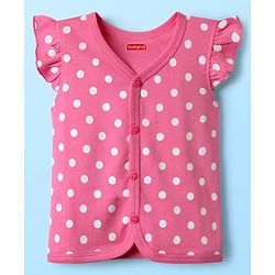 Babyhug 100% Cotton Knit Frill Sleeves Front Open jhablas with Tropical Theme & Polka Dots Print Pack of 3 - Pink Yellow & White