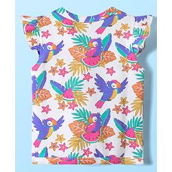 Babyhug 100% Cotton Knit Frill Sleeves Front Open jhablas with Tropical Theme & Polka Dots Print Pack of 3 - Pink Yellow & White