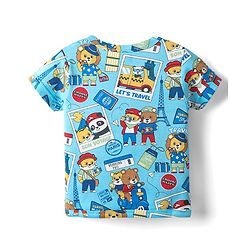 Babyhug 100% Cotton Front Open Half Sleeves Striped & Animal Printed Jhablas Pack Of 3 - Red Green & Light Blue