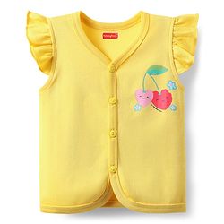 Babyhug 100% Cotton Front Open Frill Sleeves Floral & Hearts Printed jhabla Pack Of 3 - Dark Pink Yellow & Light Blue