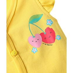 Babyhug 100% Cotton Front Open Frill Sleeves Floral & Hearts Printed jhabla Pack Of 3 - Dark Pink Yellow & Light Blue