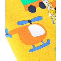Babyhug 100% Cotton Front Open Half Sleeves jhabla With Vehicles Print & Stripes Pack Of 3 - Blue Orange & Yellow