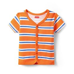Babyhug 100% Cotton Front Open Half Sleeves jhabla With Vehicles Print & Stripes Pack Of 3 - Blue Orange & Yellow