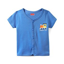 Babyhug 100% Cotton Front Open Half Sleeves jhabla With Vehicles Print & Stripes Pack Of 3 - Blue Orange & Yellow