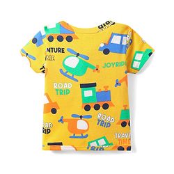 Babyhug 100% Cotton Front Open Half Sleeves jhabla With Vehicles Print & Stripes Pack Of 3 - Blue Orange & Yellow