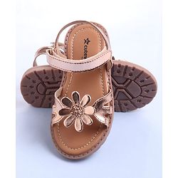 Cute Walk by Babyhug Velcro Closure Sandals with Floral Applique - Rose Gold