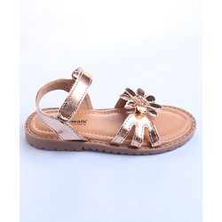 Cute Walk by Babyhug Velcro Closure Sandals with Floral Applique - Rose Gold