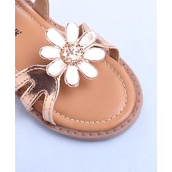 Cute Walk by Babyhug Velcro Closure Sandals with Floral Applique - Rose Gold