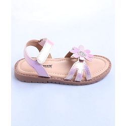 Cute Walk by Babyhug Velcro Closure Sandals with Floral Applique - Rose Gold