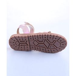 Cute Walk by Babyhug Velcro Closure Sandals with Floral Applique - Rose Gold