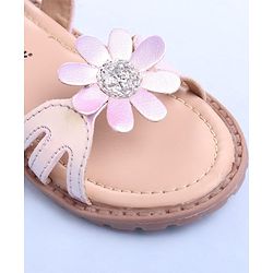 Cute Walk by Babyhug Velcro Closure Sandals with Floral Applique - Rose Gold