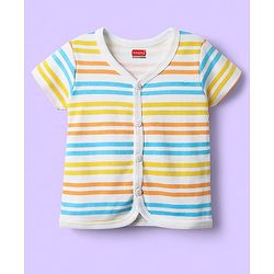 Babyhug 100% Cotton Front Open Half Sleeves Striped & Nature Printed Jhablas Pack Of 3 - Yellow Green & Light Blue