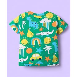 Babyhug 100% Cotton Front Open Half Sleeves Striped & Nature Printed Jhablas Pack Of 3 - Yellow Green & Light Blue