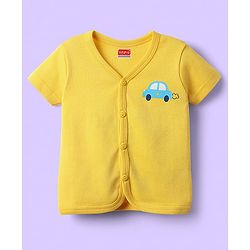 Babyhug 100% Cotton Front Open Half Sleeves Striped & Nature Printed Jhablas Pack Of 3 - Yellow Green & Light Blue