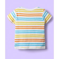 Babyhug 100% Cotton Front Open Half Sleeves Striped & Nature Printed Jhablas Pack Of 3 - Yellow Green & Light Blue