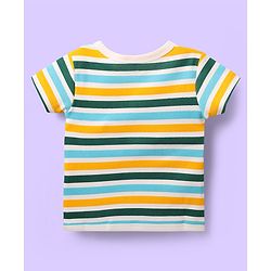 Babyhug 100% Cotton Antibacterial Half Sleeves Front Open jhabla With Stripes & Animal Print Pack Of 3 - Yellow & White