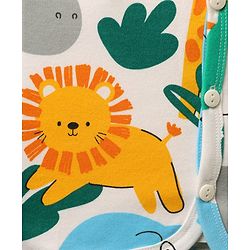 Babyhug 100% Cotton Antibacterial Half Sleeves Front Open jhabla With Stripes & Animal Print Pack Of 3 - Yellow & White