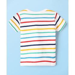 Babyhug 100% Cotton Front Open Half Sleeves jhabla With Vehicles Print & Stripes Pack Of 3 - Red Navy Blue & White