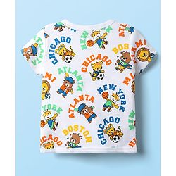 Babyhug 100% Cotton Interlock Knit Front Open Half Sleeves jhablas With Stripes & Animal Print Pack Of 3 - Blue Orange & White